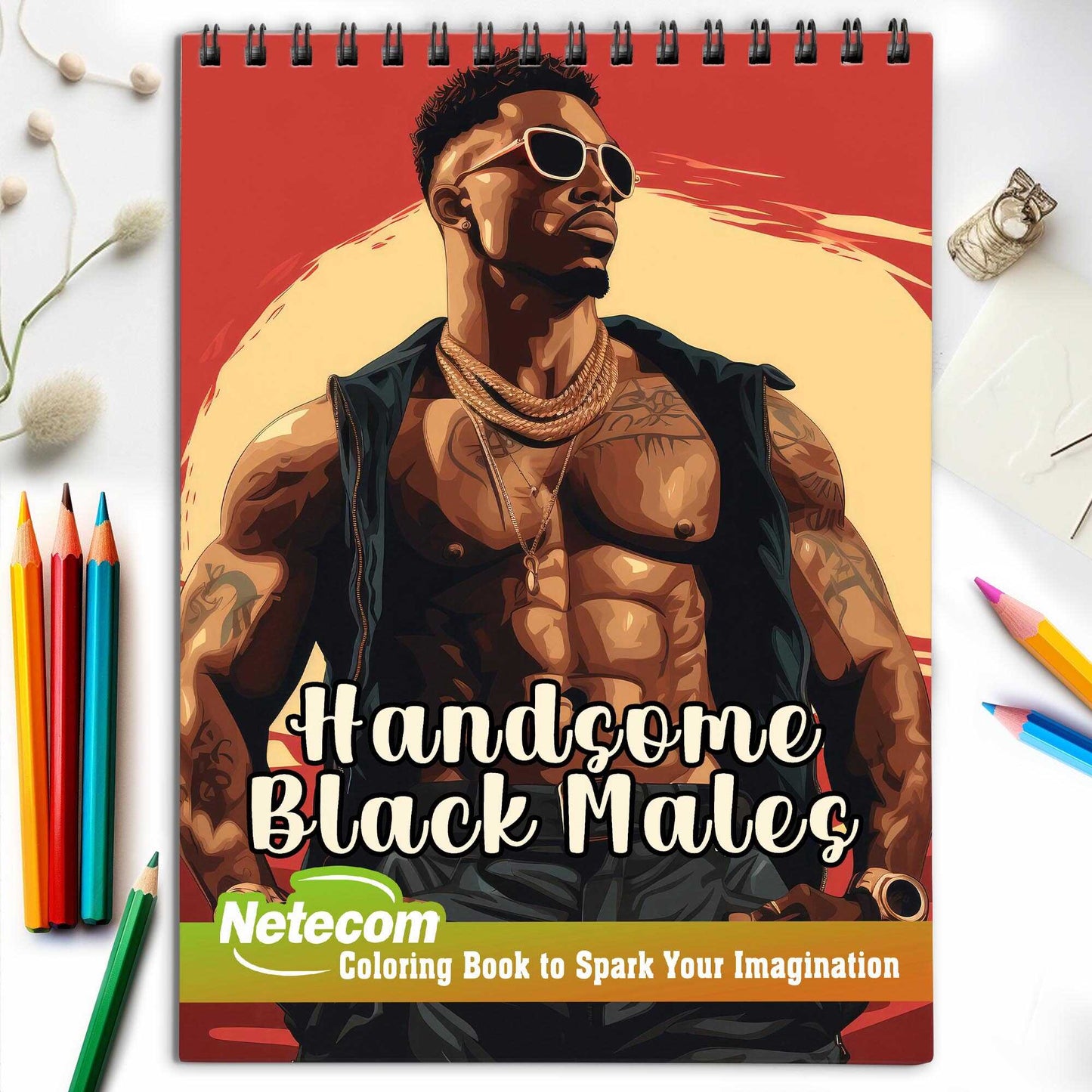 Handsome Black Males Spiral Bound Coloring Book, Capture the Essence of Distinguished Style with 30 Inspiring Coloring Pages, Creating a Timeless Gallery of Handsome Black Men