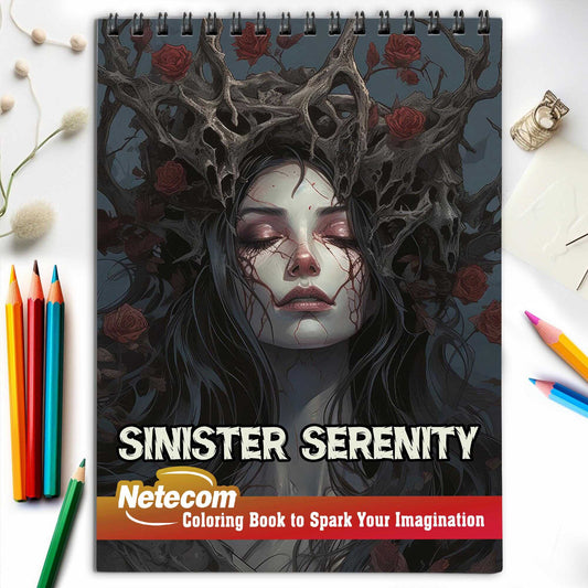 Sinister Serenity Spiral Bound Coloring Book, Enter the Sinister Serenity with 30 Coloring Pages for Gothic Art Enthusiasts to Unleash Their Creative Expression