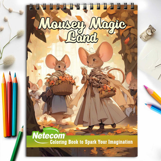 Mousey Magic Land Spiral Bound Coloring Book, Step into a Whimsical World with 30 Captivating Coloring Scenes from the Realm of Mousey Magic Land.