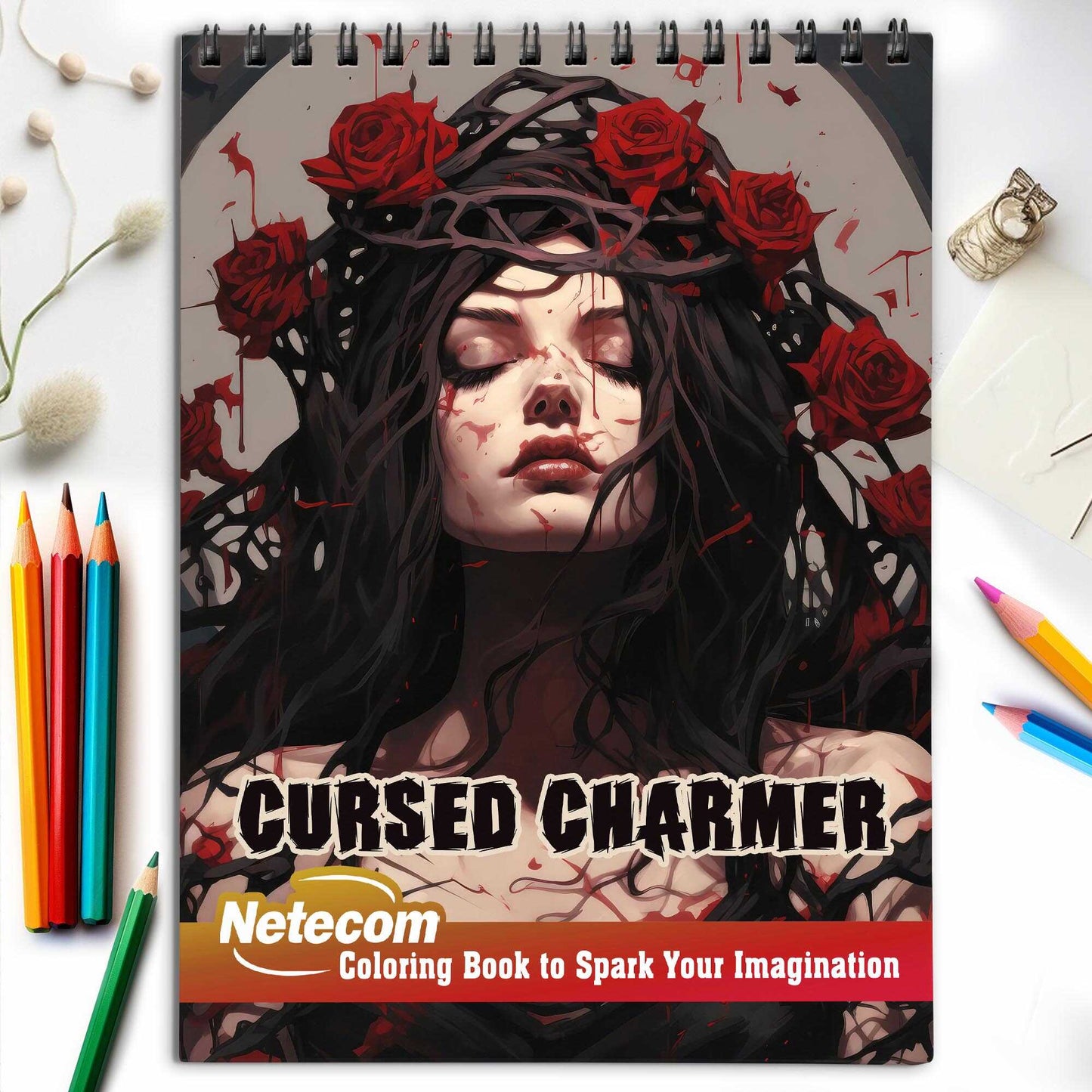 Cursed Charmer Spiral Bound Coloring Book, Step into the Haunting Beauty with 30 Exquisite Coloring Pages of the Cursed Charmer to Bring Enchanting and Eerie Scenes to Life