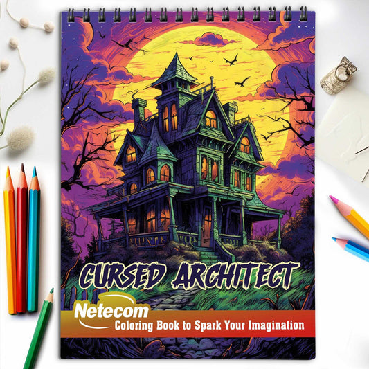 Cursed Architect Spiral Bound Coloring Book, Journey into a World of Eerie Enchantment with 30 Artistic Coloring Pages Inspired by the Cursed Atmosphere.