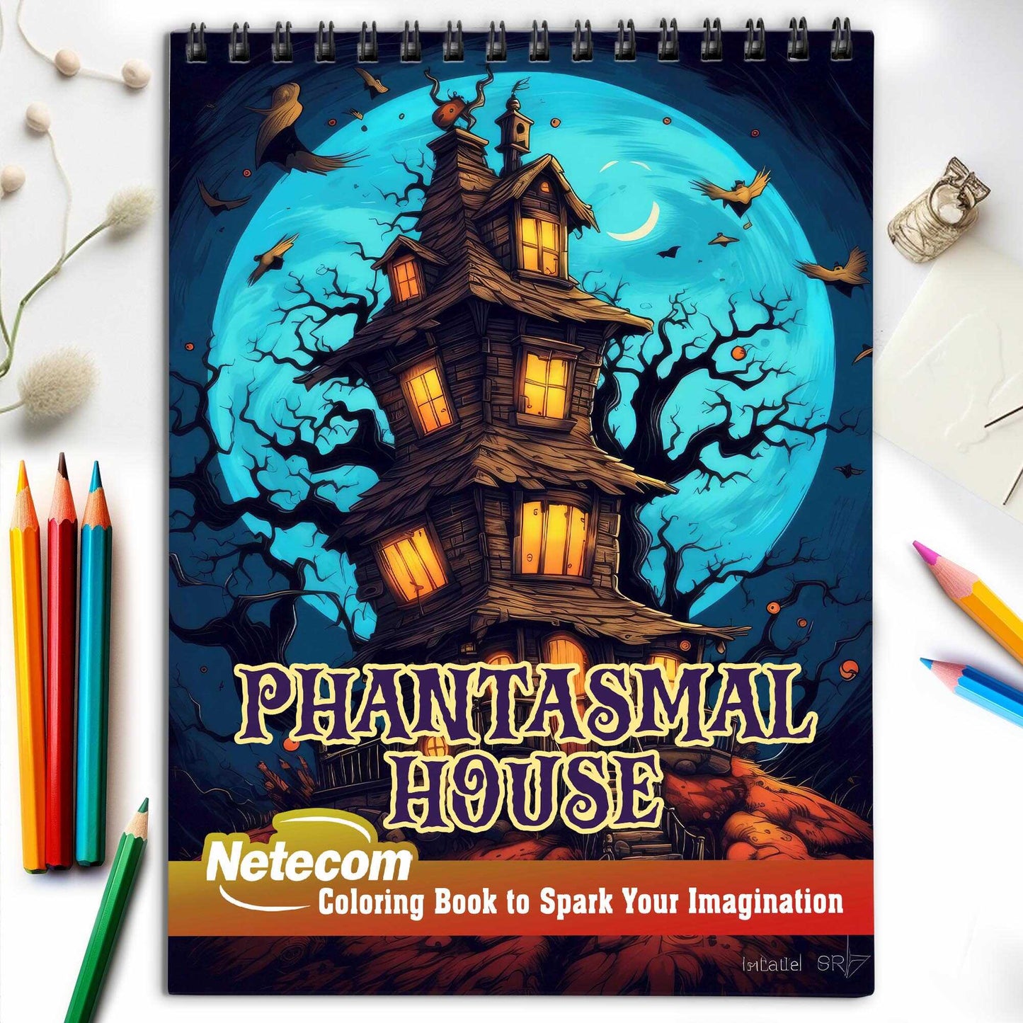 Phantasmal House Spiral Bound Coloring Book, Explore the Mysterious Beauty of Phantasmal Houses with 30 Exquisitely Illustrated Coloring Pages.