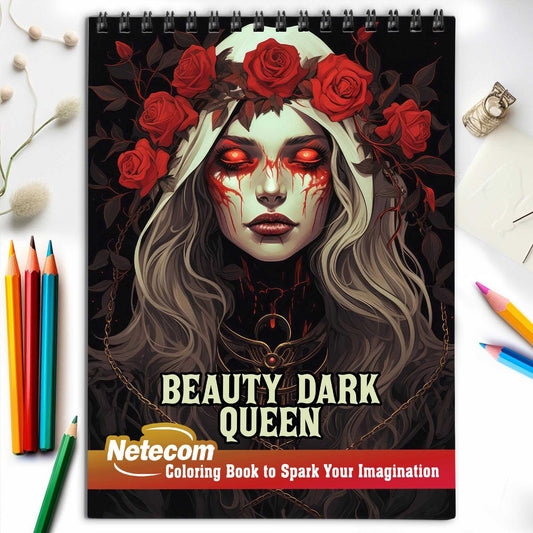 Beauty Dark Queen Spiral Bound Coloring Book, Celebrate the Artistic Fusion of Beauty and Horror with 30 Mesmerizing Coloring Pages for Gothic Art Fans to Explore the Fascinating World of Beautifully Macabre Women