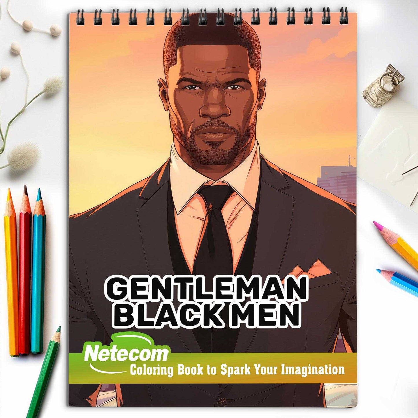 Gentleman Black Men Spiral Bound Coloring Book, Discover Classic Charm with 30 Enchanting Coloring Pages, Unleashing Your Creativity in the World of Distinguished Black Men