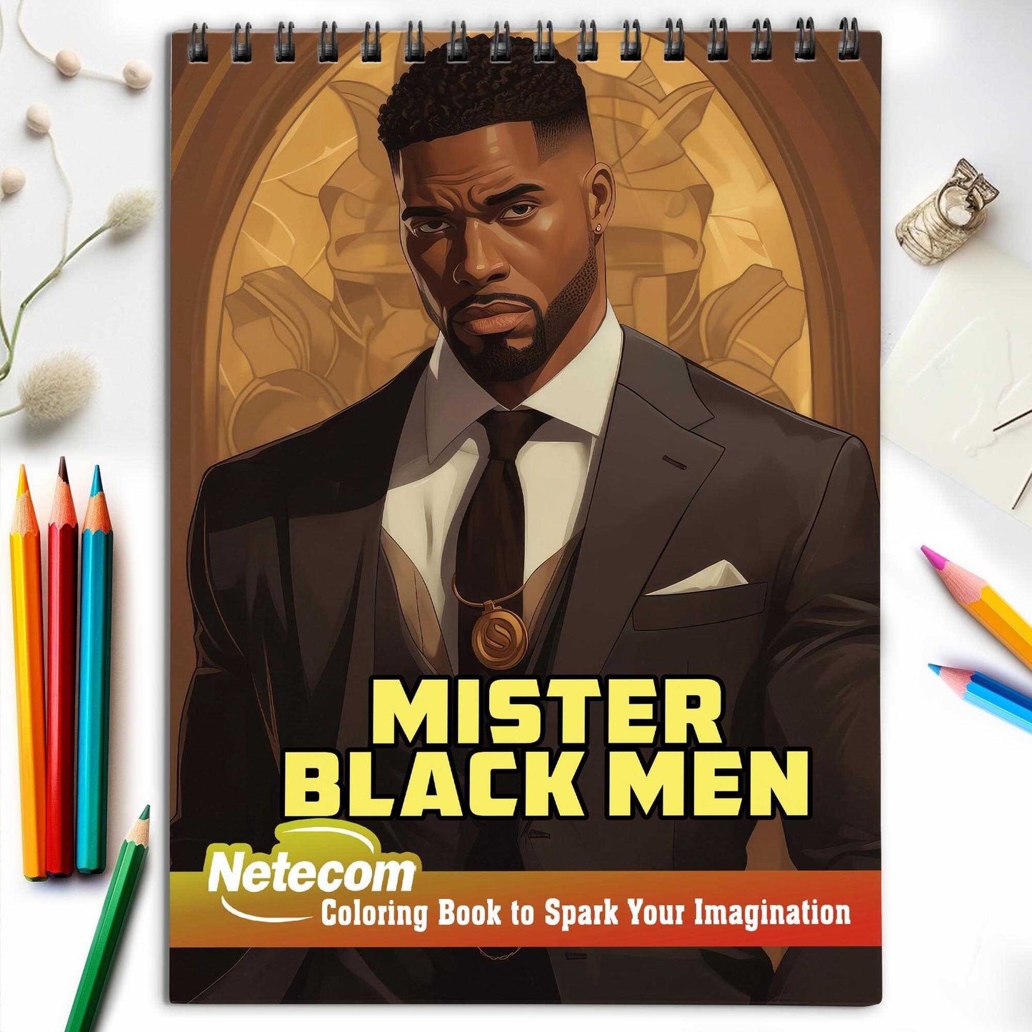 Mister Black Men Spiral Bound Coloring Book, Enchanting Mister Black Men Await with 30 Tranquil Coloring Pages, Evoking the Grace and Style of Distinguished Men