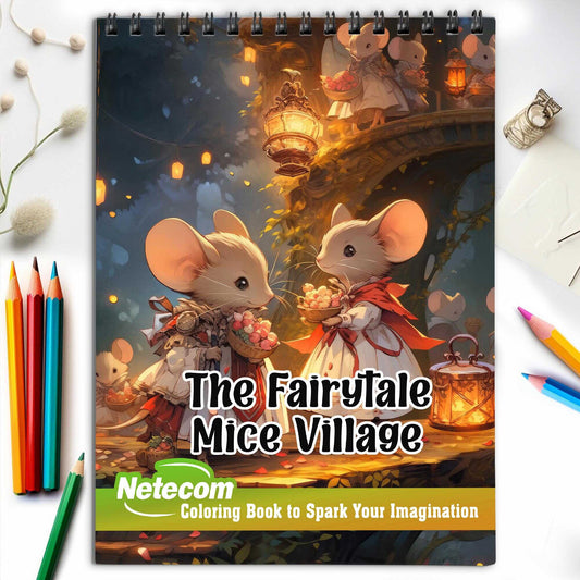 The Fairytale Mice Village Spiral Bound Coloring Book, Unleash Your Creativity with 30 Charming Pages Filled with Enchanted Stories from The Mice Village.