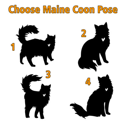 Netecom Personalized Maine Coon Cat Memorial Suncatcher - Custom with Name & Date - Pet Loss Light Catcher - Christmas Cat Ornament for Window Hangings