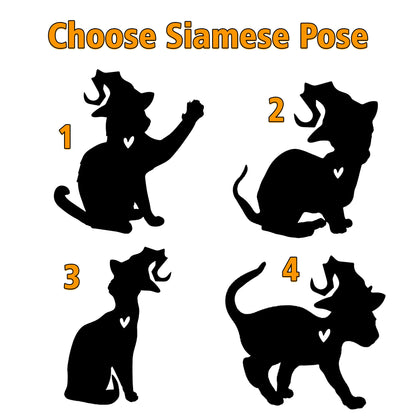Netecom Personalized Halloween Siamese Cat Suncatcher - Memorial Gift for Loss of Cat, Custom Siamese Lovers Ornament for Window or Wall Hanging, Spooky Sympathy Gift
