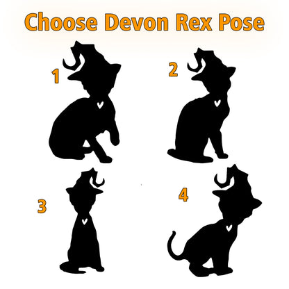 Netecom Personalized Halloween Devon Rex Cat Suncatcher - Custom Cat Ornament with Name, Devon Rex Cat with Witch Hat Halloween Decoration for Window, Garden, or Car