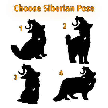 Netecom Personalized Halloween Siberian Cat Suncatcher - Custom Cat Ornament with Name, Siberian Cat with Witch Hat Halloween Decoration for Window, Garden, or Car