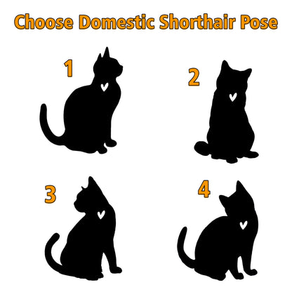 Netecom Personalized Domestic Shorthair Cat Memorial Suncatcher - Custom with Name & Date - Pet Loss Light Catcher - Christmas Cat Ornament for Window Hangings