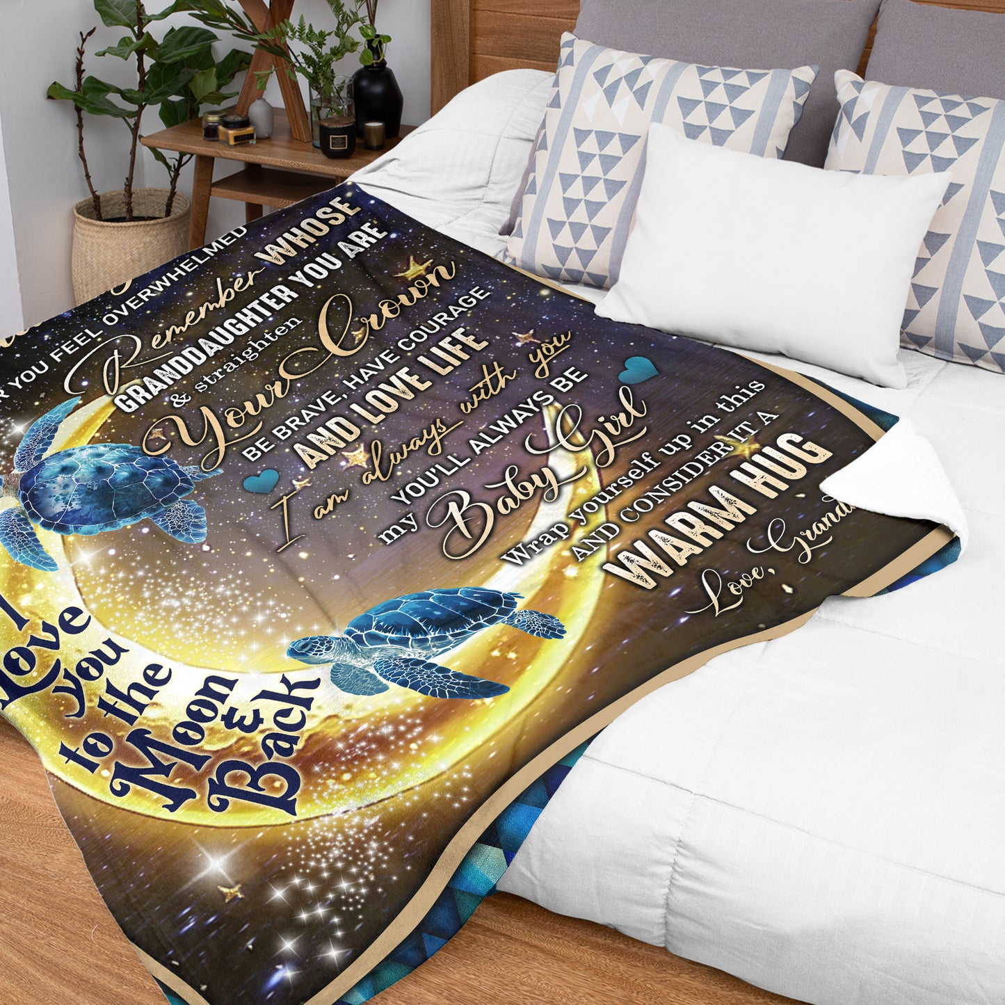 Netecom Personalized Turtle To My Granddaughter Blanket from Grandma, Custom Love Letter Throw Blanket for Couch, Bed or Sofa, Ultra Soft Warm Gift for Granddaughter’s Birthday and Christmas