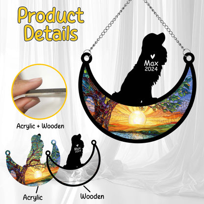 Netecom Personalized Cavalier King Charles Spaniel Memorial Suncatcher, Custom Dog Ornament with Name Date, Dog Loss Sympathy Gift, Pet Loss Sun Catchers, Remembrance Gifts for Loss of Pet