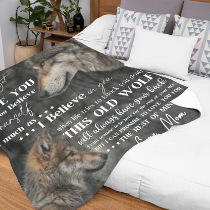 Netecom Personalized To My Daughter Blanket from Dad and Mom, Wolf Mother and Pup Throw Blanket for Couch, Bed or Sofa, Inspirational Love Letter Gift for Daughter, Birthday or Christmas Present