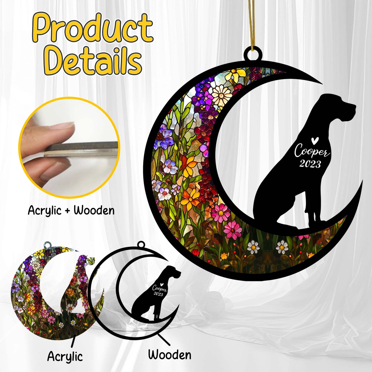 Netecom Great Dane Dog Memorial Suncatcher, Personalized with Name Date Dog Suncatcher, Pet Loss Sun Catcher Bereavement Gift, Dog Remembrance Gift, Loss of Pet Sympathy Gifs Dog Lovers