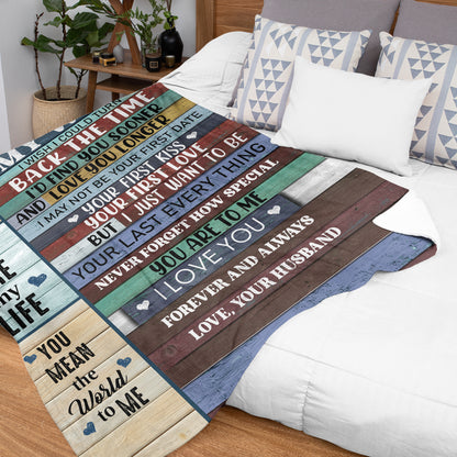 Netecom Personalized To My Wife Blanket from Husband, Rustic Wood Style Love Letter Throw Blanket for Couch, Bed or Sofa, Romantic Wedding Anniversary or Valentine’s Day Gift for Wife