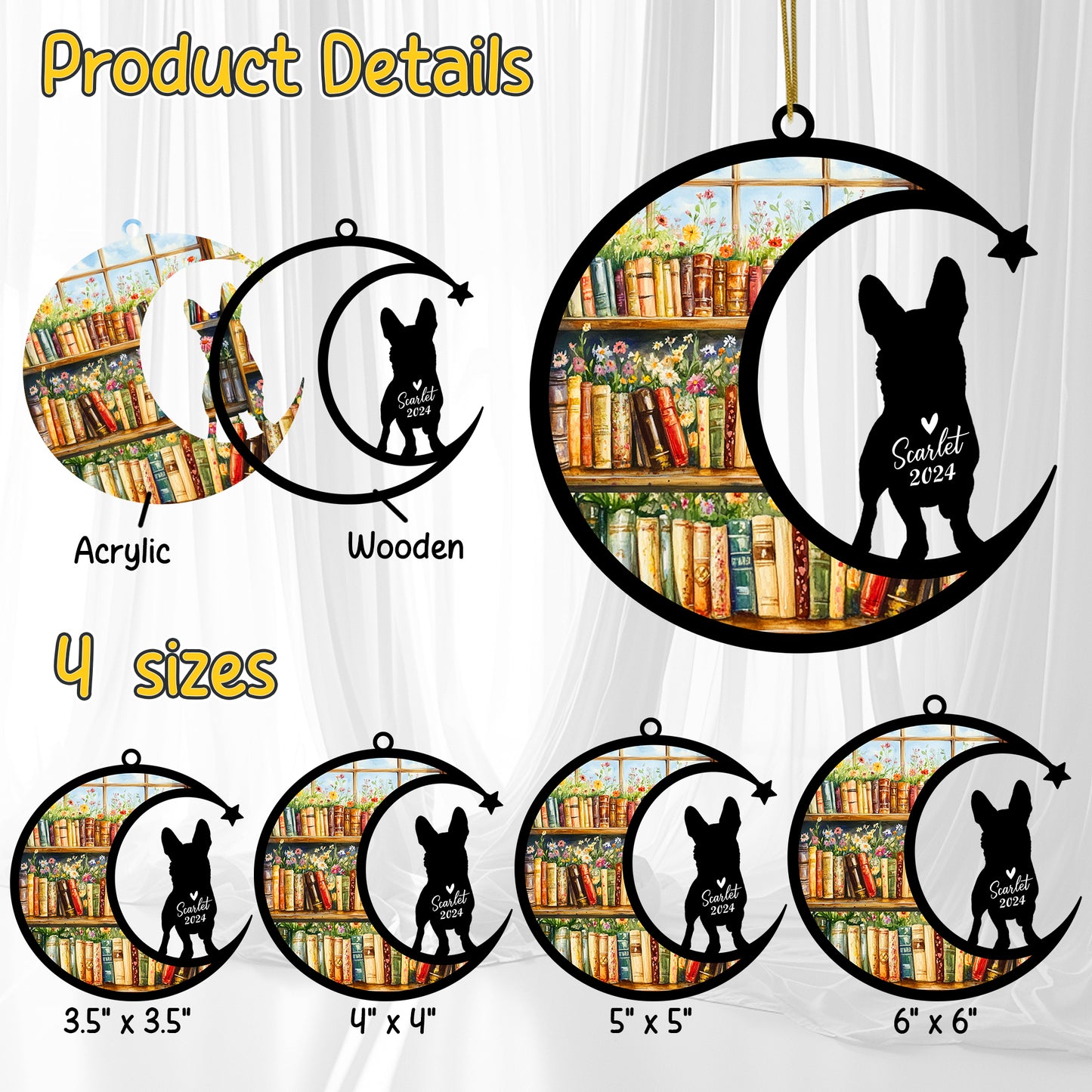 Netecom Personalized Corgi Suncatcher for Windows Hanging, Custom Dog Sun Catcher Ornament with Name Date, Unique Gifts for Book Lovers, Reader Teacher Librarian Bookworm