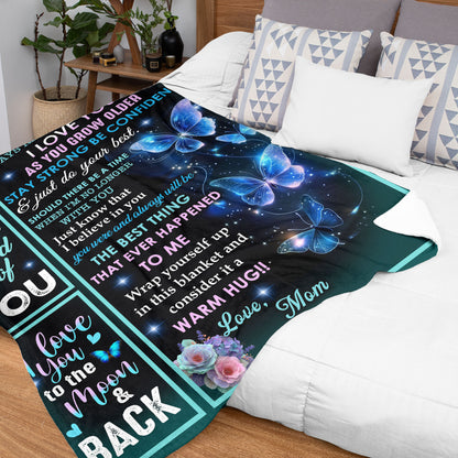 Netecom Personalized To My Daughter Blanket from Dad and Mom, Galaxy Butterfly Throw Blanket for Couch, Bed or Sofa, Ultra Soft Warm, Birthday, Christmas, or Graduation Gift for Daughter