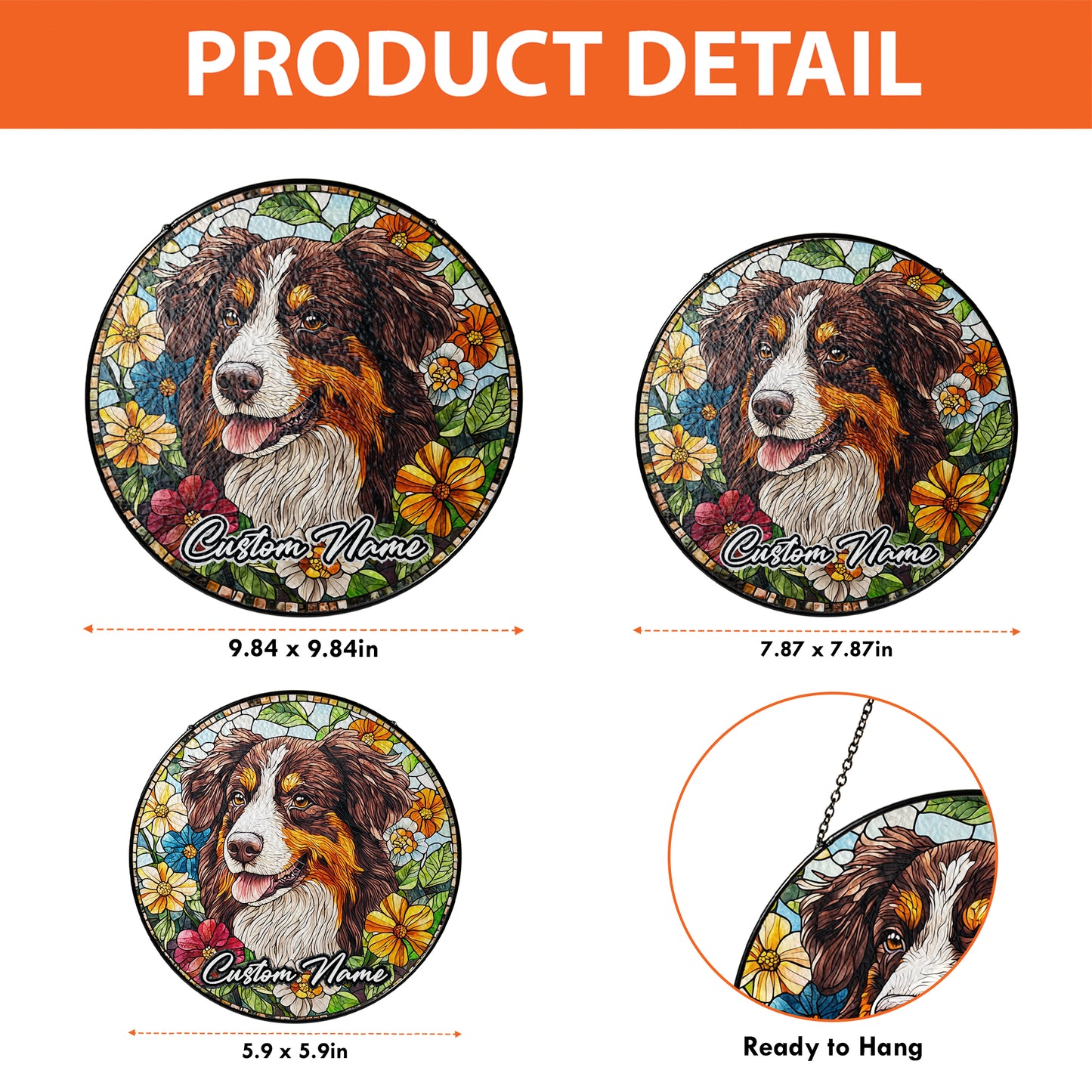 Netecom Custom Australian Shepherd Dog Ornament, Personalized Memorial Suncatcher, Pet Loss Sympathy Gift, Christmas Decoration