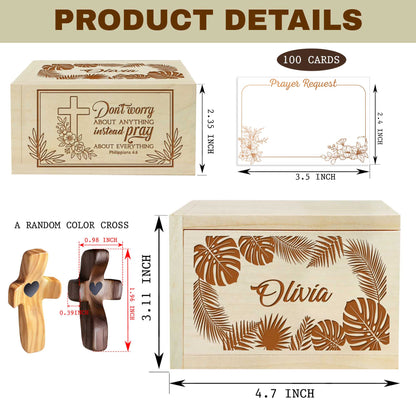 Netecom Personalized Christian Prayer Box with 100 Prayer Request Cards and Custom Name Wooden Cross, Faith-Inspired Daily Devotional Gift