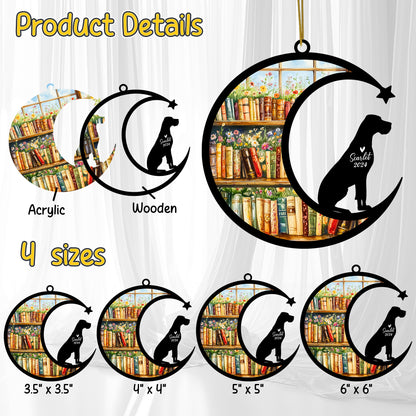 Netecom Personalized Great Dane Suncatcher for Windows Hanging, Custom Dog Sun Catcher Ornament with Name Date, Unique Gifts for Book Lovers, Reader Teacher Librarian Bookworm