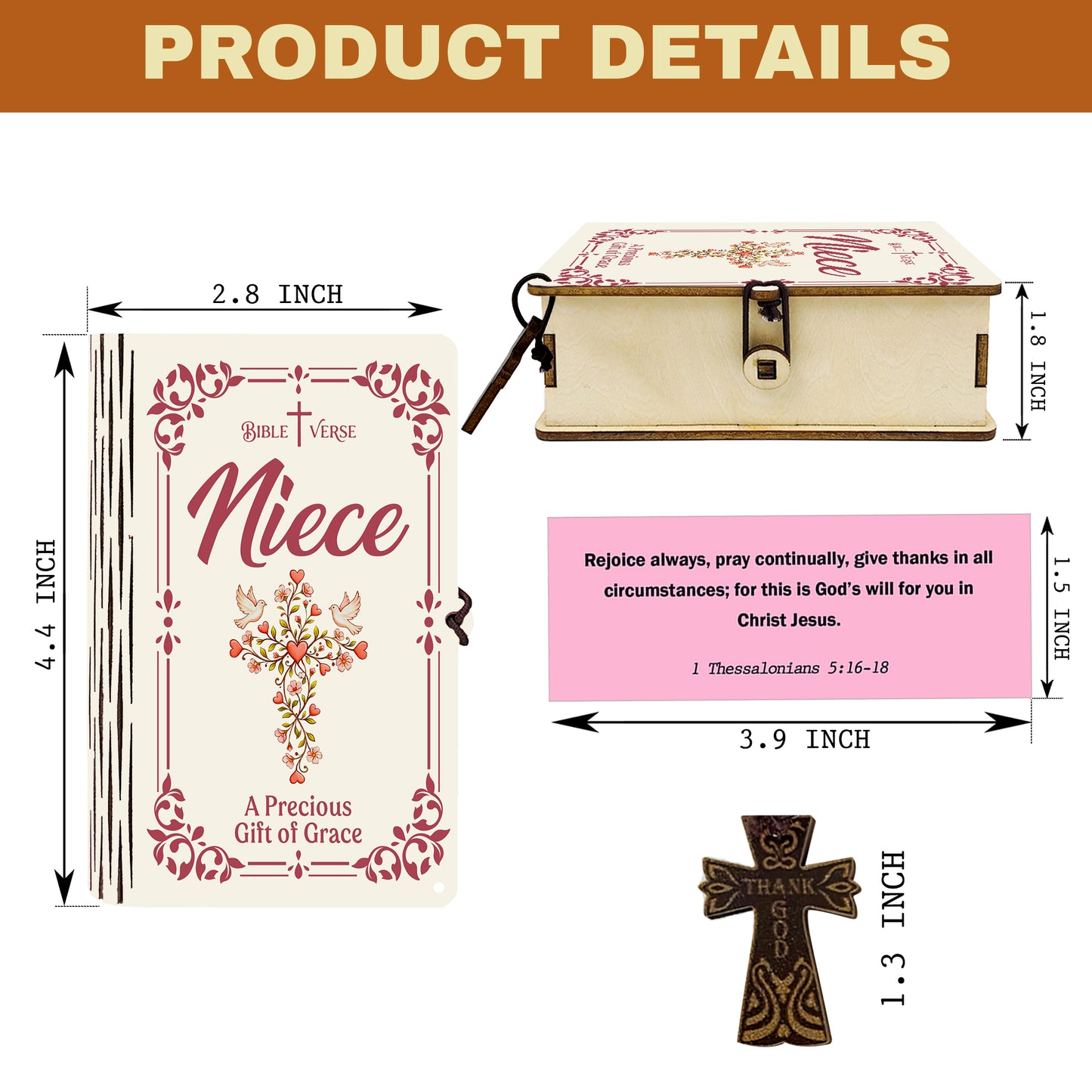 Netecom Bible Verse Box for Niece – 150 Color-Coded Scripture Cards with Mini Cross, Christian Faith Keepsake for Daily Prayer, Encouragement & Spiritual Guidance