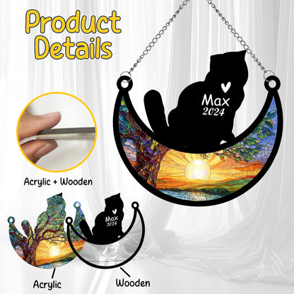 Netecom Personalized Exotic Shorthair Cat Memorial Suncatcher, Custom Cat Ornament with Name Date, Loss of Pet Sympathy Suncatcher Gifts for Cat Lovers, Remembrance Gifts for Loss of Pet