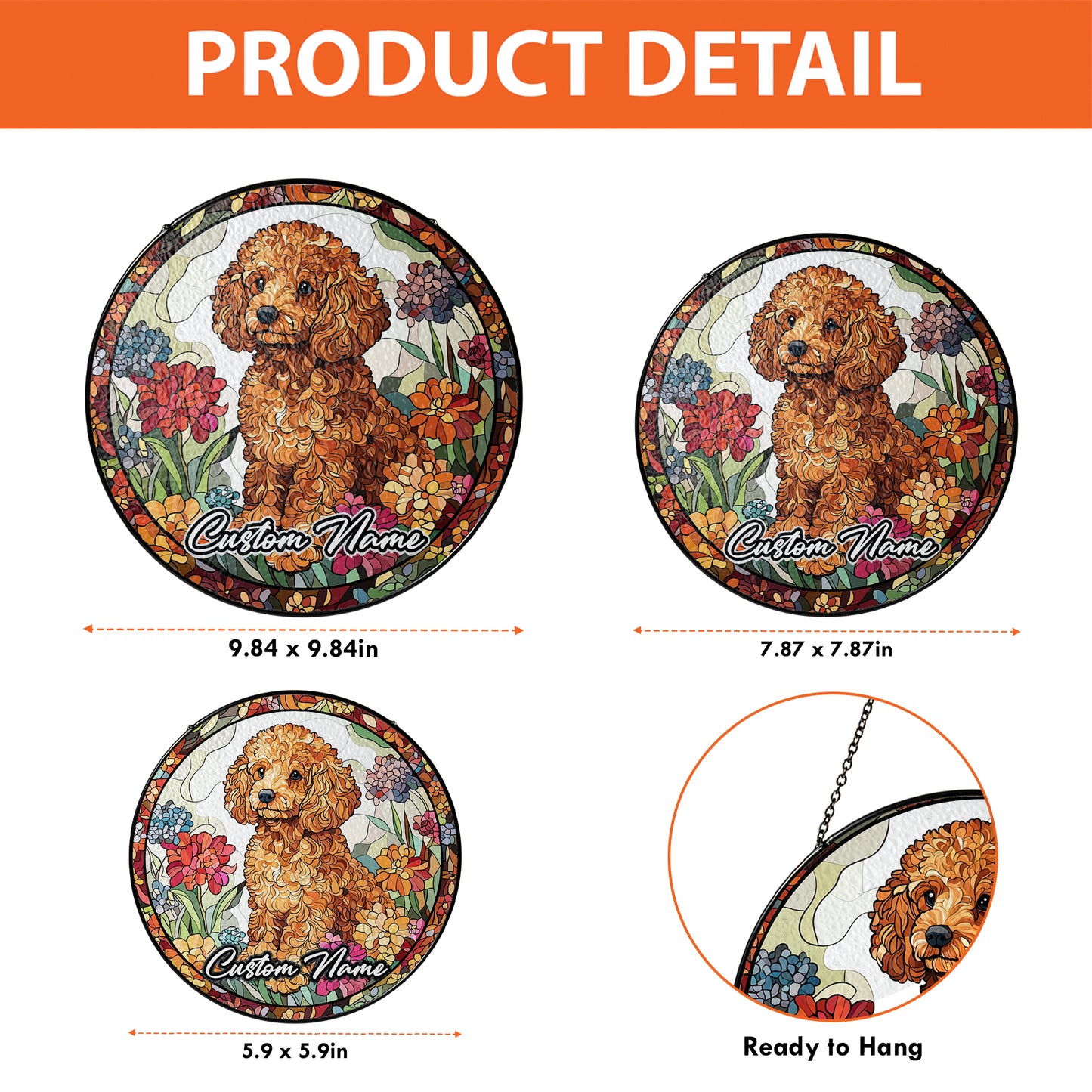 Netecom Personalized Poodle Dog Ornament, Custom Pet Memorial Suncatcher, Pet Loss Remembrance Gift, Christmas Decoration