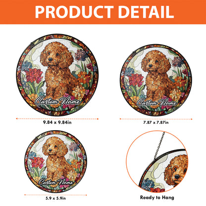 Netecom Personalized Poodle Dog Ornament, Custom Pet Memorial Suncatcher, Pet Loss Remembrance Gift, Christmas Decoration
