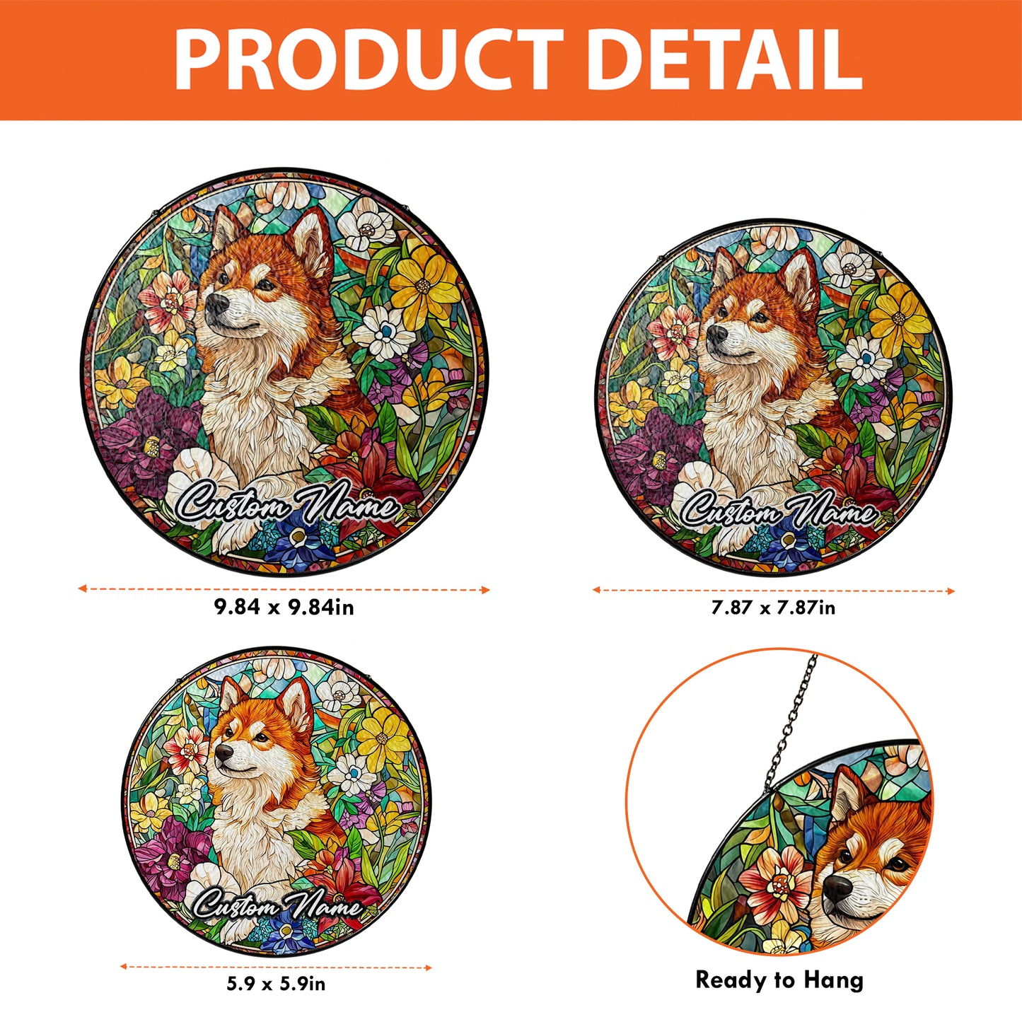 Netecom Custom Akita Dog Ornament, Personalized Memorial Suncatcher, Pet Loss Sympathy Gift, Christmas Decoration