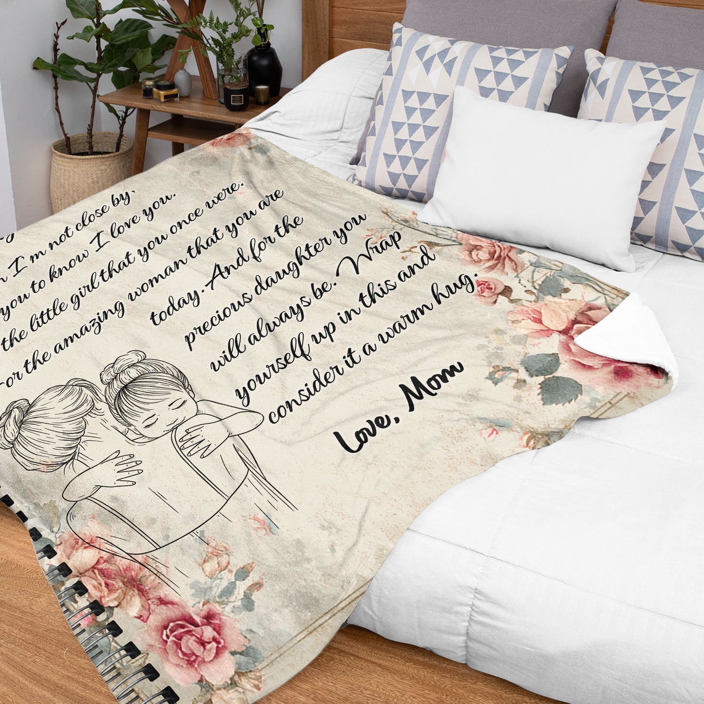Netecom Personalized To My Daughter Blanket from Mom & Dad, Ultra Soft Warm Love Letter Throw Blanket for Couch, Bed or Sofa, Birthday Gift for Daughter, Present for Christmas or Graduation