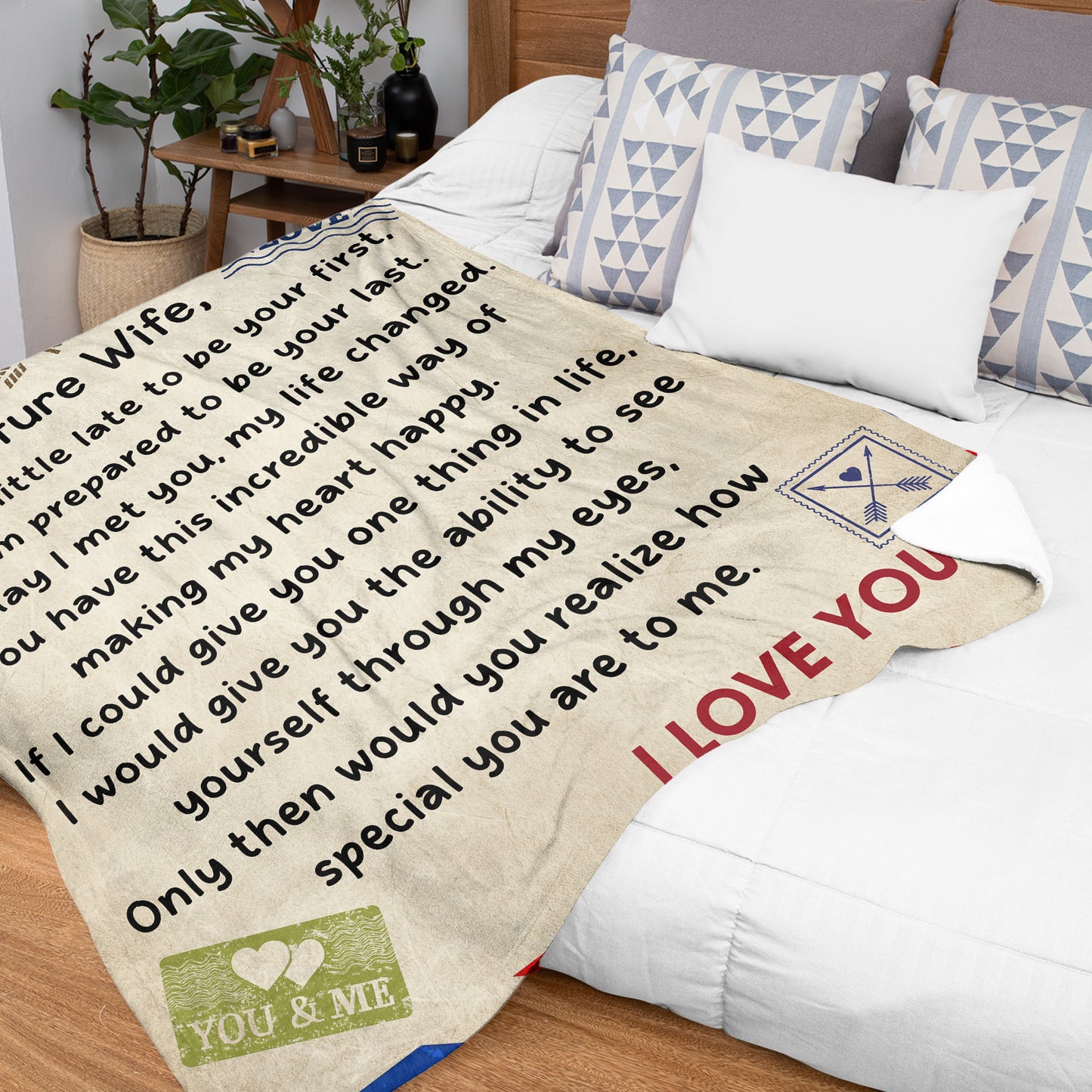 Netecom Personalized Romantic Love Letter To My Future Wife Blanket from Husband, Throw Blanket for Couch, Bed or Sofa, Gift for Girlfriend Fiancee, Wedding, Anniversary,  Birthday, Christmas