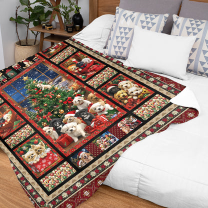Netecom Christmas Dogs Blanket, Festive Holiday Puppy Throw Blanket for Couch, Bed or Sofa, Ultra Soft and Warm Gift for Christmas Season and Cozy Winter