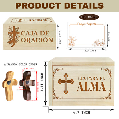 Netecom Custom Name Cross Prayer Box, 100 Prayer Request Cards, Christian Faith Keepsake for Daily Devotion, Reflection, and Encouragement