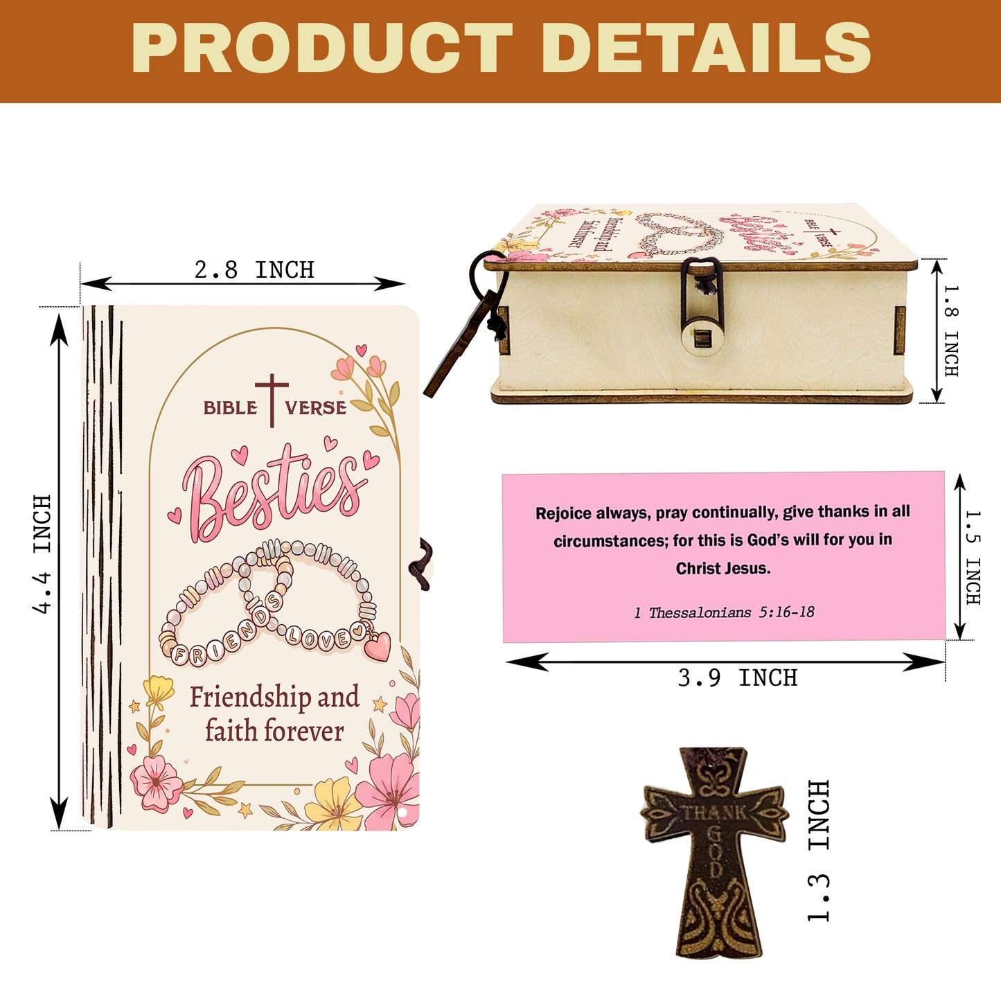 Netecom Bible Verse Box for Besties – 150 Color-Coded Scriptures with Christian Friendship Devotion, Includes Mini Cross, Faith Encouragement Gift for Women & Girls