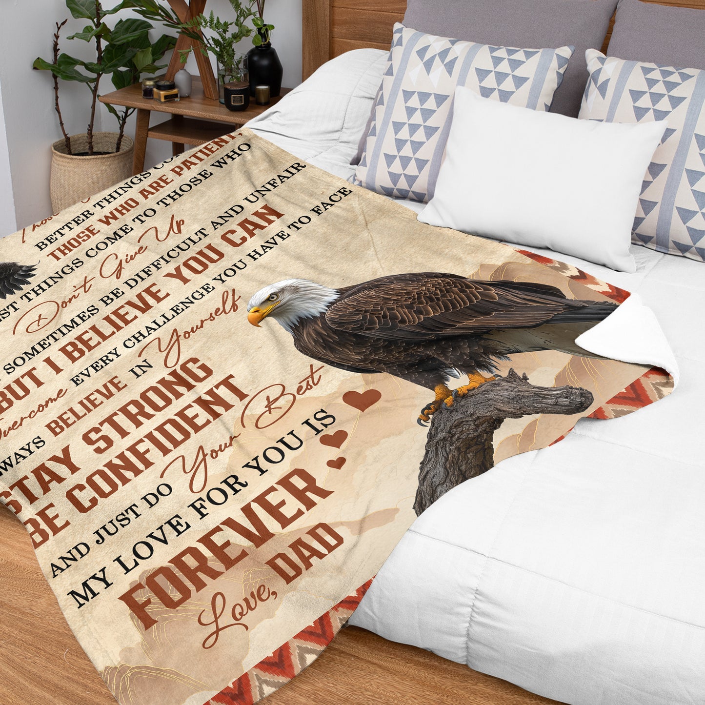 Netecom Personalized To My Son Blanket from Dad and Mom, Ultra Soft Warm Eagle Motivational Throw Blanket for Couch, Bed or Sofa, Birthday Gift for Son, Present for Christmas, Graduation