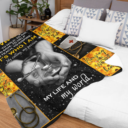 Netecom Personalized Nurse Blanket for Wife from Husband, Stethoscope and Love Letter Throw Blanket for Couch, Bed or Sofa, Birthday, Valentine’s Day, or Anniversary Gift for Nurse Wife