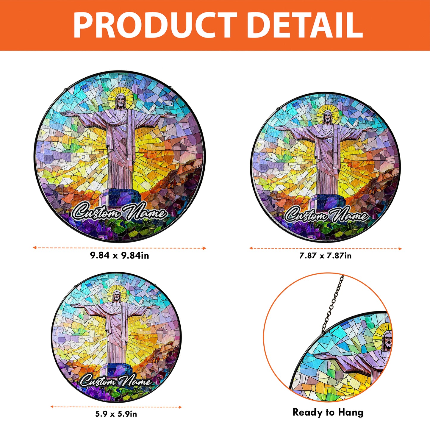 Netecom Rio Landmark Sun Catcher – Personalized Stained Glass Ornament, Brazilian Landmark Window Hanging, Religious Home Decor Gifts