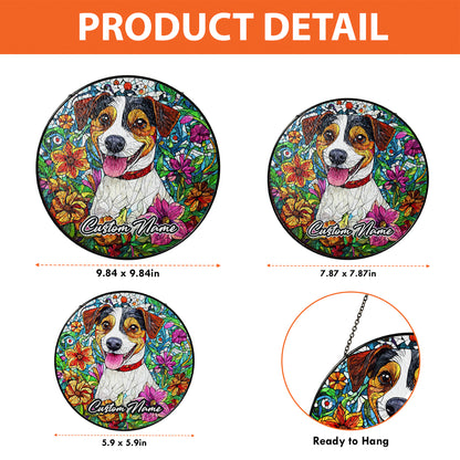 Netecom Custom Jack Russell Dog Stained Glass Ornament, Personalized Memorial Suncatcher, Pet Loss Sympathy Gift, Christmas Decoration