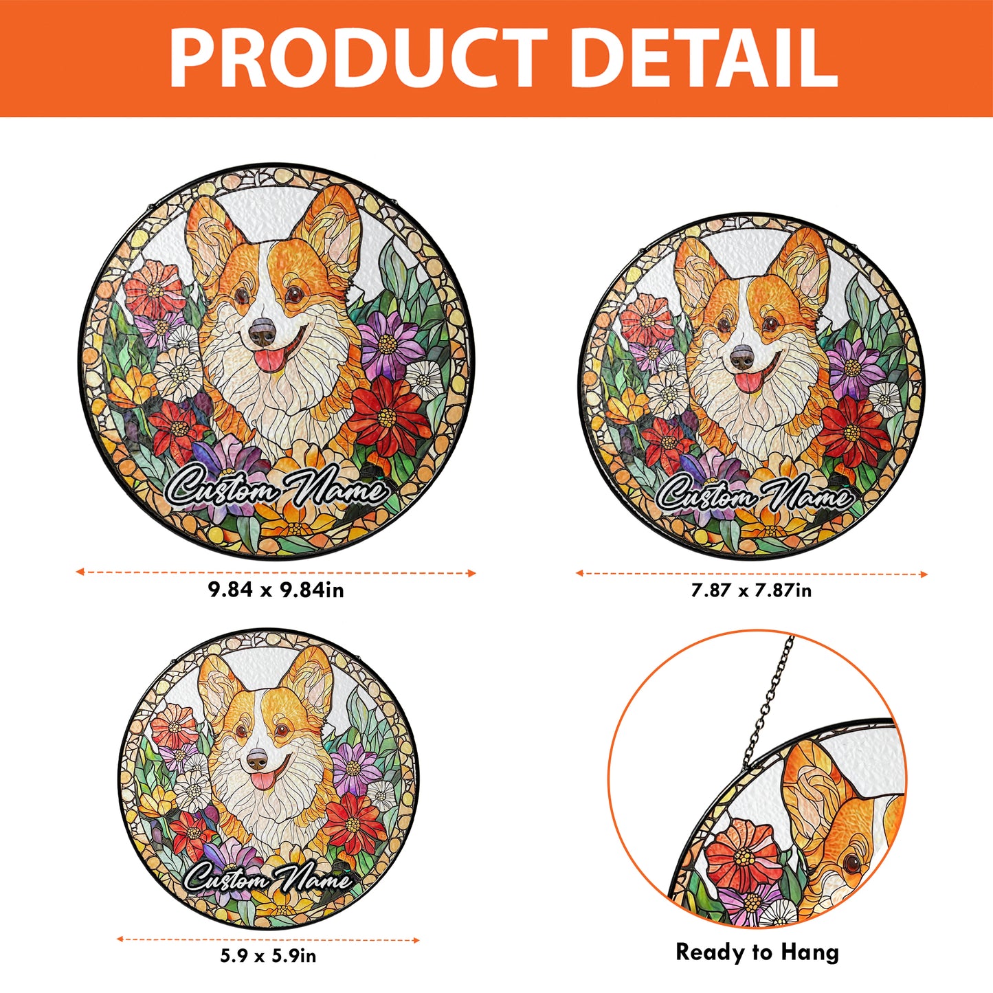 Netecom Personalized Corgi Dog Ornament, Custom Memorial Suncatcher, Pet Loss Remembrance Gift, Christmas Decoration