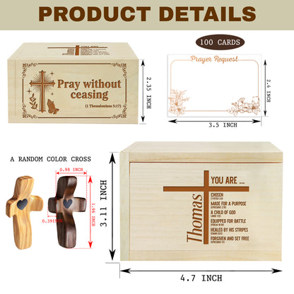 Netecom Personalized Prayer Box with Custom Name on Box and Wooden Cross – 100 Prayer Request Cards, Custom Engraved Christian Keepsake for Mom, Dad, Family, or Loved Ones