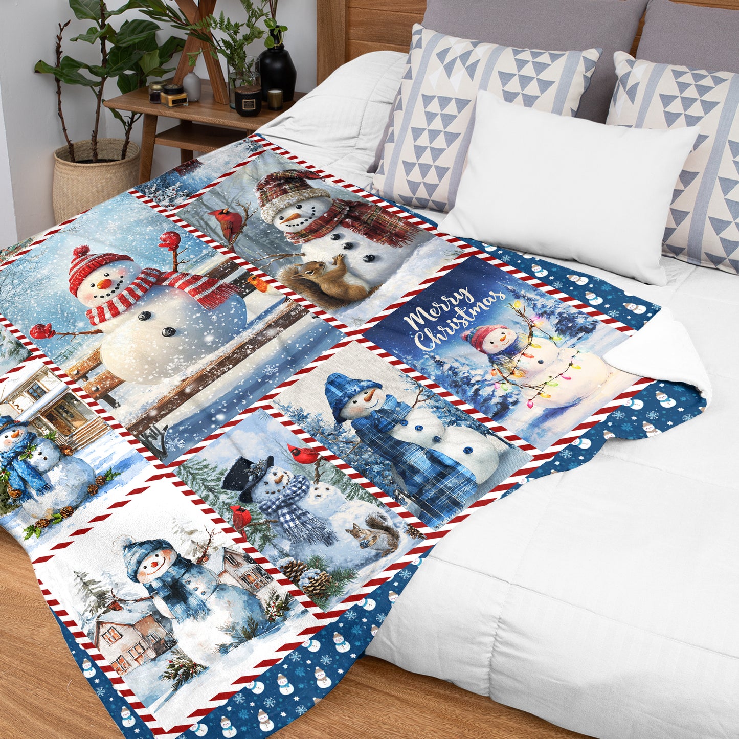 Netecom Winter Holiday Snowman Blanket, Christmas Snowman Lover Throw Blanket for Couch, Bed or Sofa, Ultra Soft Warm Gift for Winter and Christmas