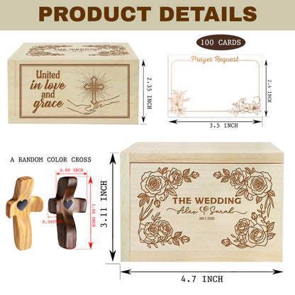 Netecom Personalized Couple Prayer Box with Custom Names and Wedding Date – 100 Prayer Request Cards, Christian Faith Keepsake, Spiritual Encouragement Gift for Him, Her