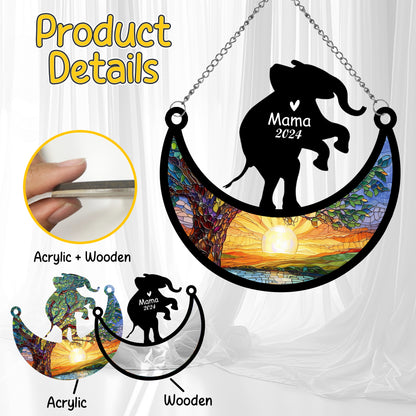 Netecom Personalized Elephant Memorial Suncatcher, Custom Elephant Ornament with Name Date, Pet Loss Remembrance Gifts, Sympathy Gift for Loss of Pet, Bereavement Gifts for Loss of Pet, Grief Gift