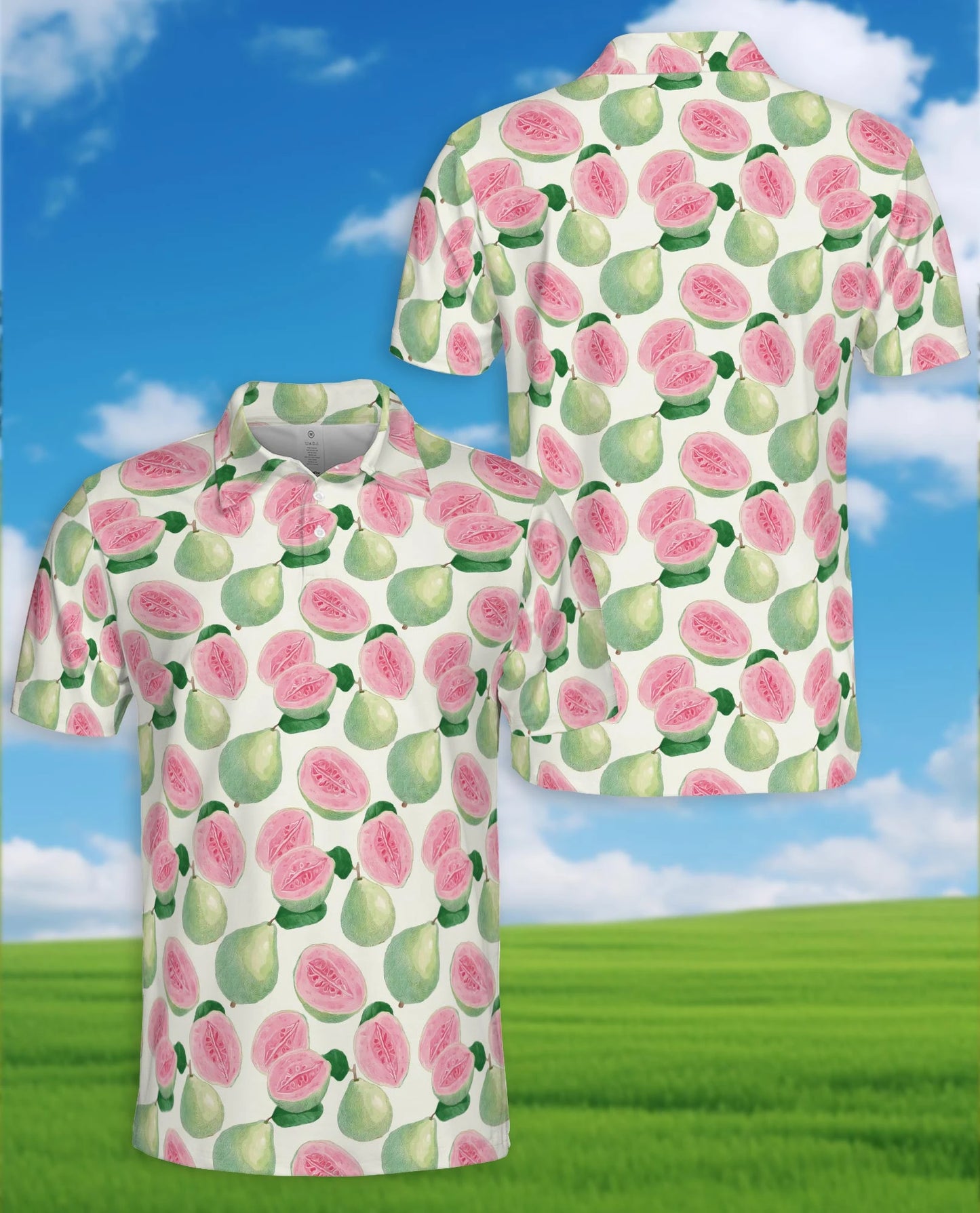 Guava Pattern Polo Shirt for Men – Tropical Fruit Summer Style | Netecom