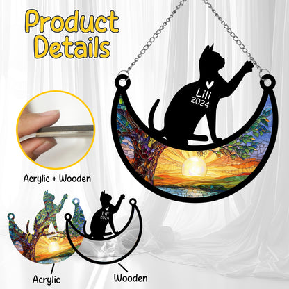 Netecom Personalized Bengal Cat Memorial Suncatcher, Custom Cat Ornament with Name Date, Loss of Pet Sympathy Suncatcher Gifts for Cat Lovers, Remembrance Gifts for Loss of Pet