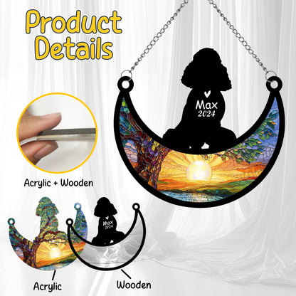 Netecom Personalized Poodle Memorial Suncatcher, Custom Poodle Ornament with Name Date, Dog Loss Sympathy Gift, Pet Loss Remembrance Gifts, Bereavement Gifts for Loss of Pet, Dog Grief Gift