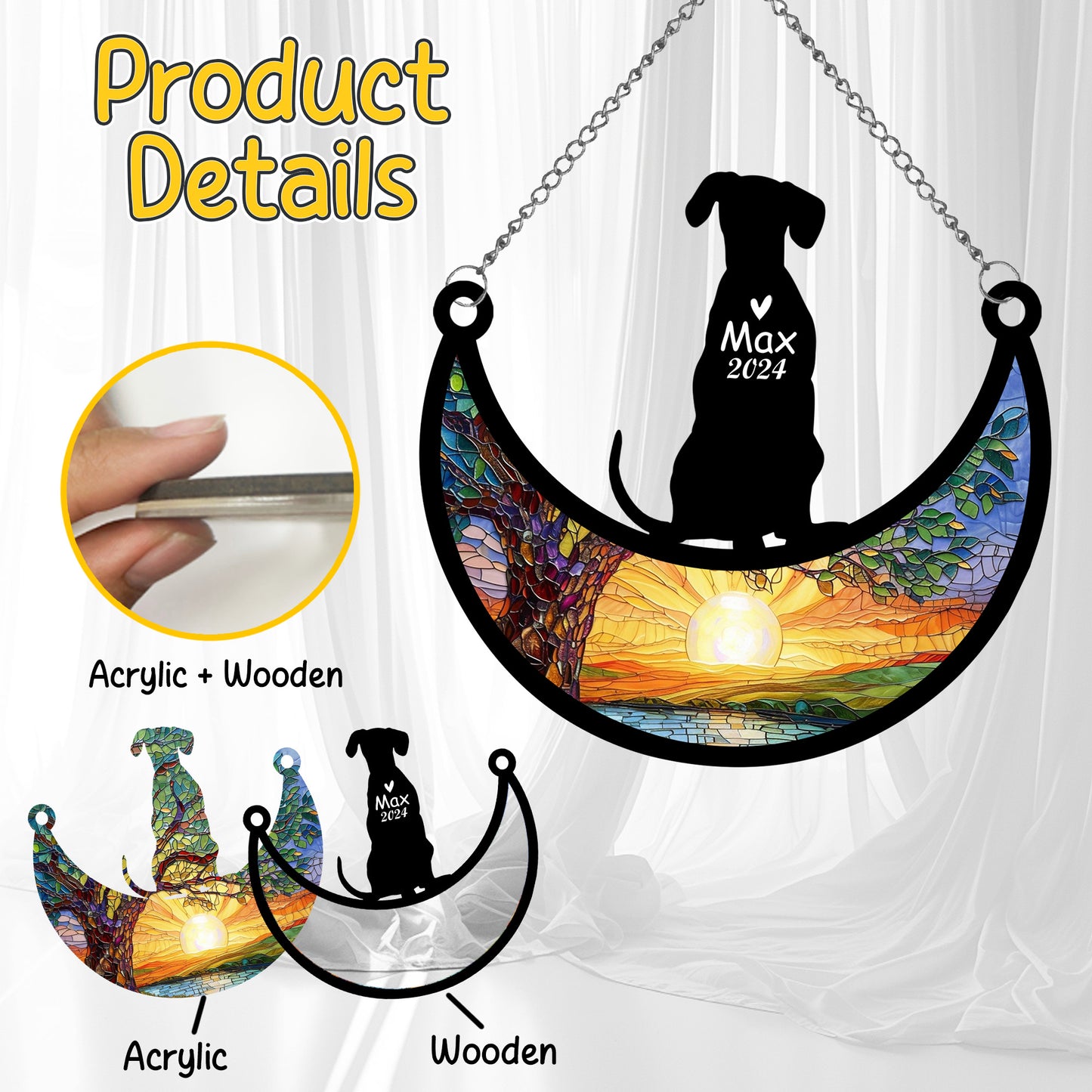 Netecom Personalized Dalmatian Memorial Suncatcher, Custom Dalmatian Ornament with Name Date, Dog Loss Sympathy Gift, Pet Loss Remembrance Gifts, Bereavement Gifts for Loss of Pet, Dog Grief Gift