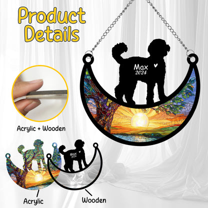 Netecom Personalized Labradoodle Memorial Suncatcher, Custom Labradoodle Ornament with Name Date, Dog Loss Sympathy Gift, Pet Loss Remembrance Gifts, Bereavement Gifts for Loss of Pet