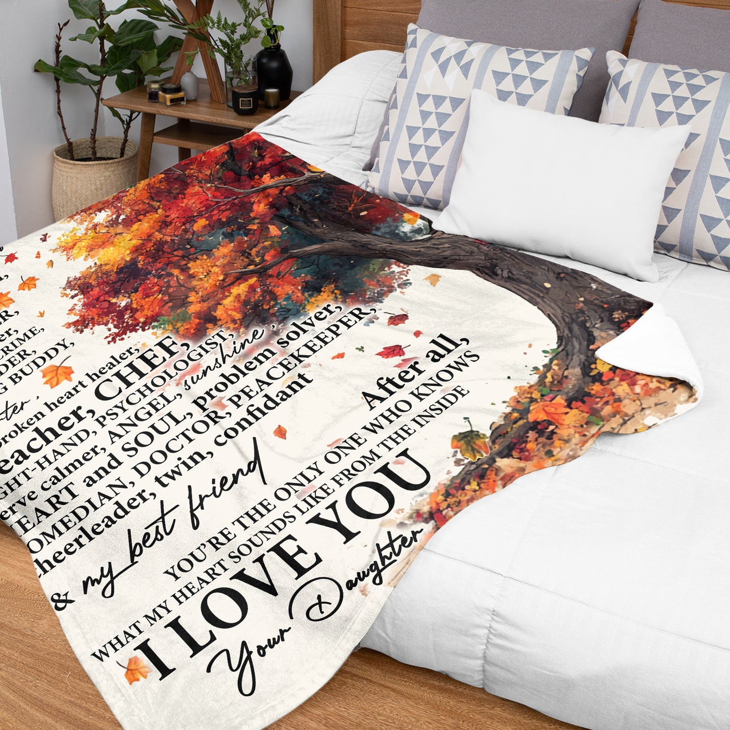 Netecom Personalized Autumn Tree To My Mother Blanket from Daughter, Custom Love Letter Throw Blanket for Couch, Bed or Sofa, Ultra Soft Warm Gift for Mother’s Birthday, Anniversary and Christmas